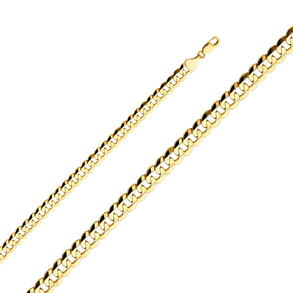 14k Gold 8mm Flat Curb Bracelet 7 1/2 Inches